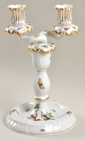 Rothschild Bird (RO) 9" Double Light Candlestick by Herend