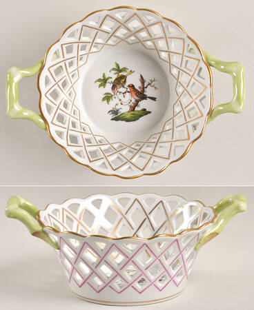 Rothschild Bird (RO) 5" Round Open Weave Basket with Handles