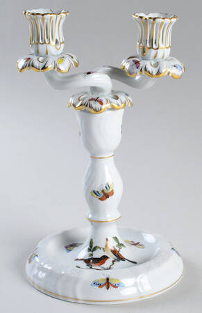 Rothschild Bird (RO) 9" Double Light Candlestick by Herend