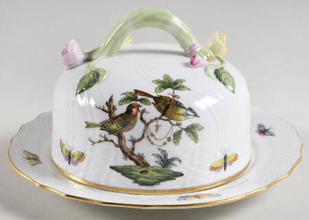 Rothschild Bird (RO) Round Cheese Dish & Lid by Herend