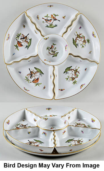 Rothschild Bird (RO) 7-Piece Hors d'Oeuvres Set by Herend