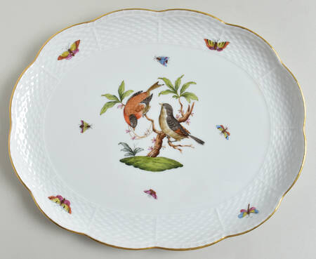 Rothschild Bird (RO) 12" Oval Tray by Herend