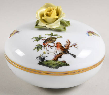 Rothschild Bird (RO) 4" Round Bon Bon & Lid by Herend
