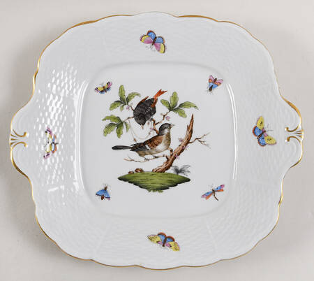 Rothschild Bird (RO) Square Handled Cake Plate by Herend