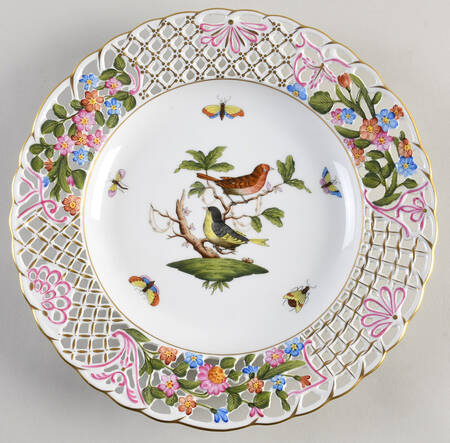 Rothschild Bird (RO) 9" Pierced Plate by Herend