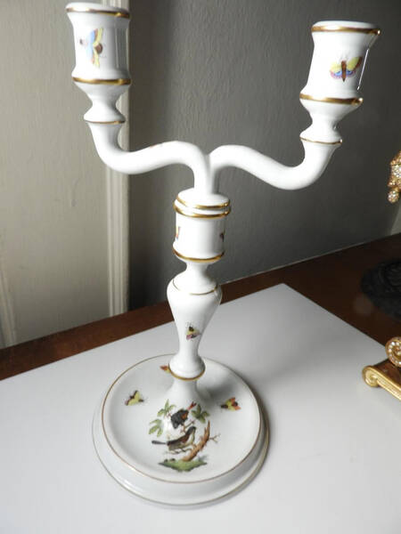 Rothschild Bird (RO) 10" Double Lt Candlestick (Uses a Candle Arm)