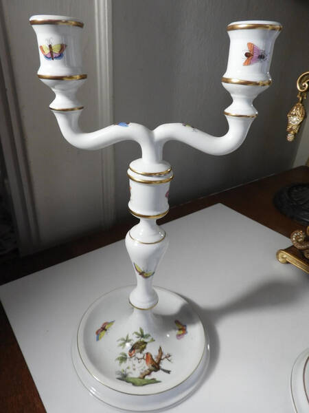 Rothschild Bird (RO) 10" Double Lt Candlestick (Uses a Candle Arm)
