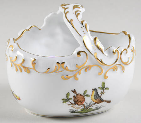 Rothschild Bird (RO) Small Oval Handled Basket by Herend