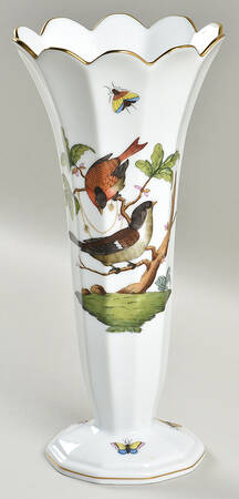 Rothschild Bird (RO) 8" Scalloped Vase by Herend