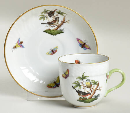 Rothschild Bird (RO) Flat Demitasse Cup & Saucer Set