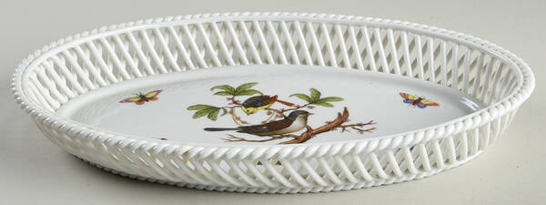 Rothschild Bird (RO) 10" Oval Open Weave Basket by Herend