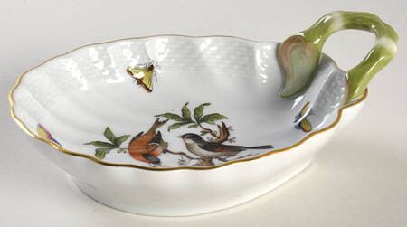 Rothschild Bird (RO) 6" Handled Shell Shaped Dish by Herend