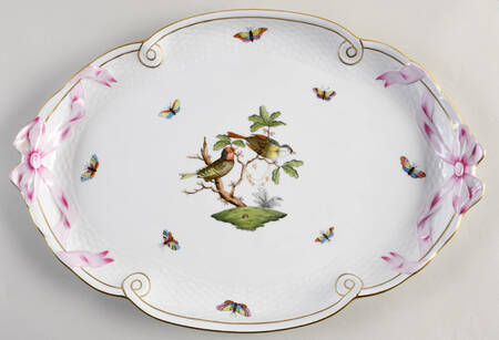 Rothschild Bird (RO) 15" Oval Ribbon Tray by Herend