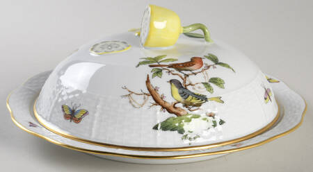 Rothschild Bird (RO) Muffin Dish & Lid by Herend