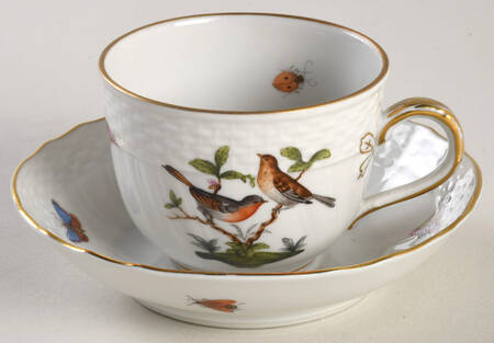 Rothschild Bird (RO) Flat Demitasse Cup & Saucer Set