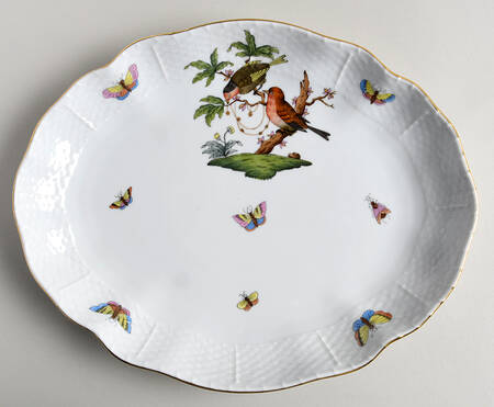 Rothschild Bird (RO) 10" Oval Dish by Herend