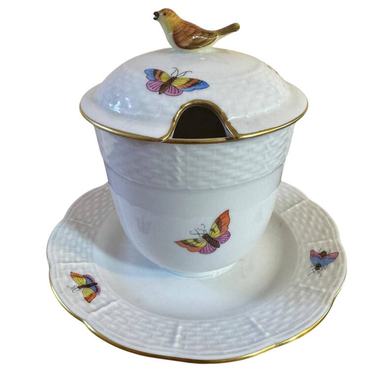Rothschild Bird (RO) Jam/Jelly & Lid w/Attached Underplate