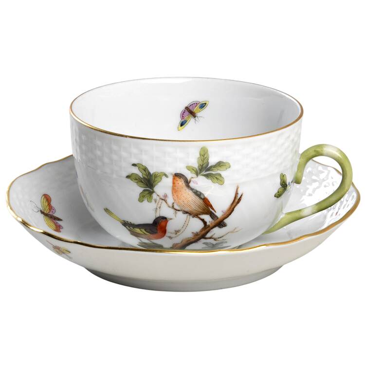Rothschild Bird (RO) Flat Cup & Saucer Set by Herend
