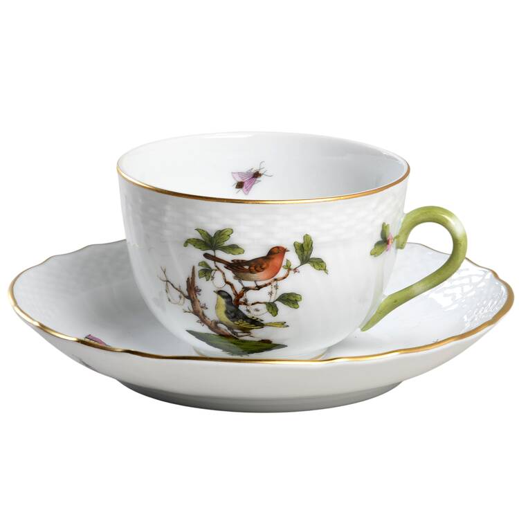 Rothschild Bird (RO) Flat Cup & Saucer Set by Herend
