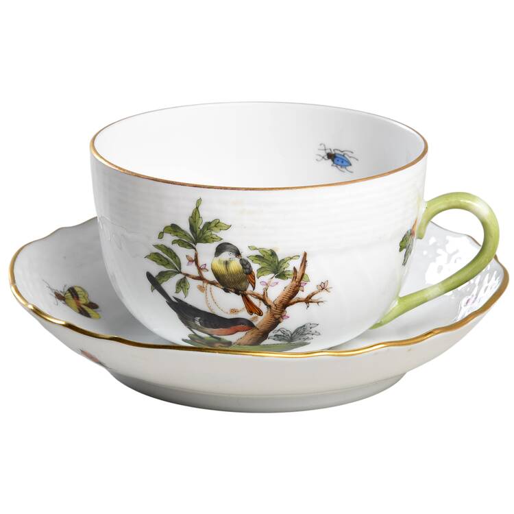 Rothschild Bird (RO) Flat Cup & Saucer Set by Herend