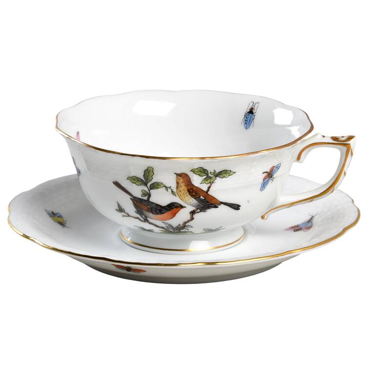 Rothschild Bird (RO) Footed Cup & Saucer Set