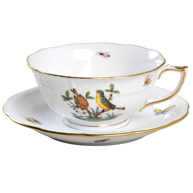 Rothschild Bird (RO) Footed Cup & Saucer Set