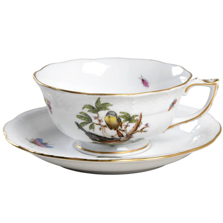 Rothschild Bird (RO) Footed Cup & Saucer Set