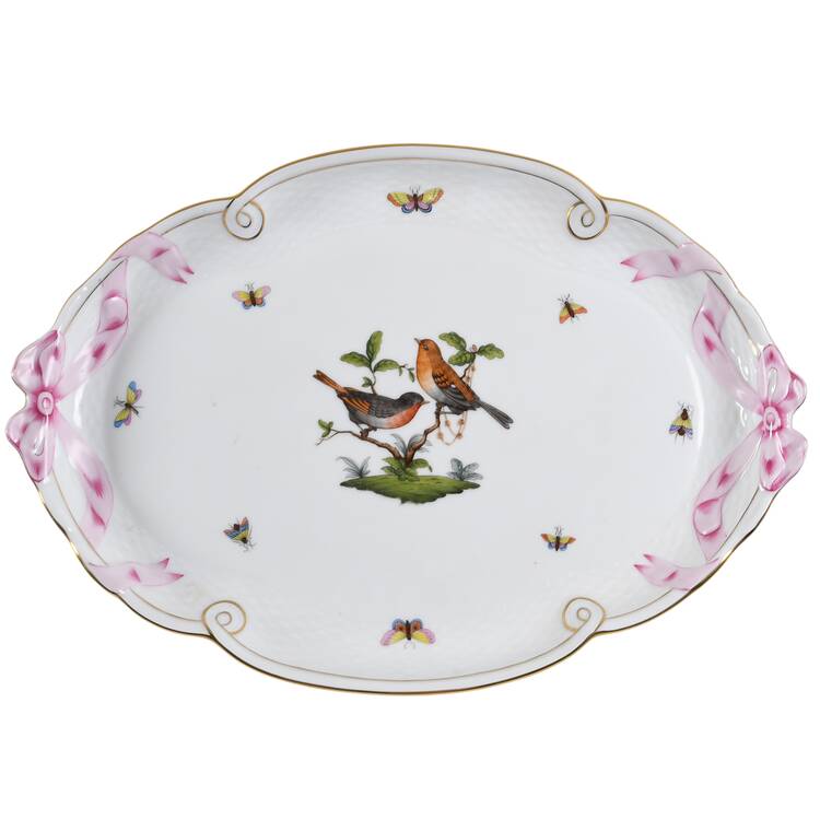 Rothschild Bird (RO) 15" Oval Ribbon Tray