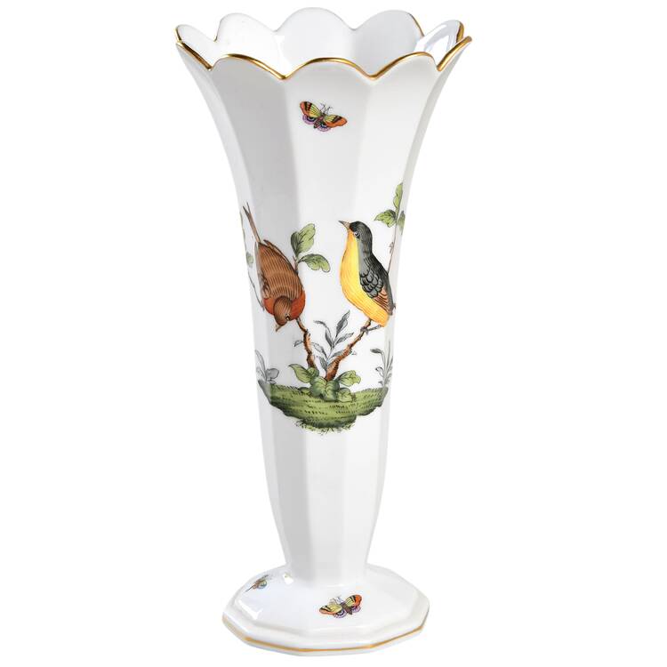 Rothschild Bird (RO) 8" Scalloped Vase