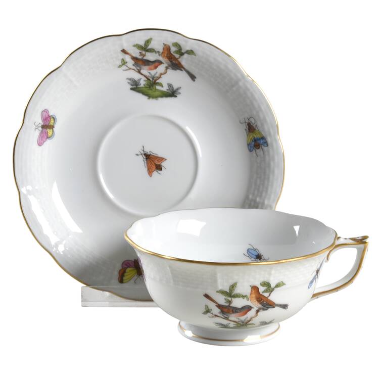 Rothschild Bird (RO) Footed Cup & Saucer Set