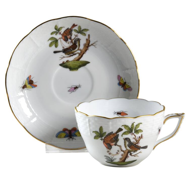 Rothschild Bird (RO) Footed Cup & Saucer Set