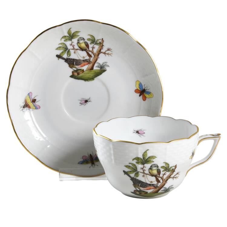 Rothschild Bird (RO) Footed Cup & Saucer Set