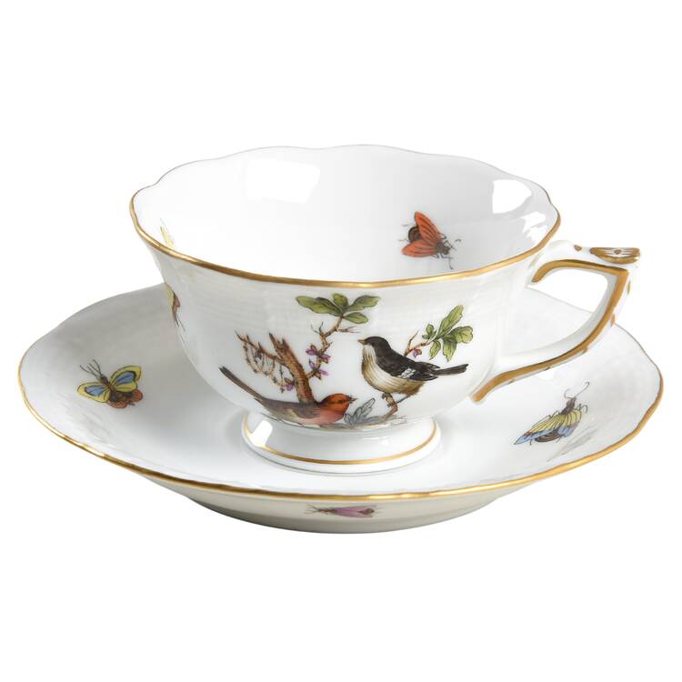 Rothschild Bird (RO) Footed Demitasse Cup & Saucer Set