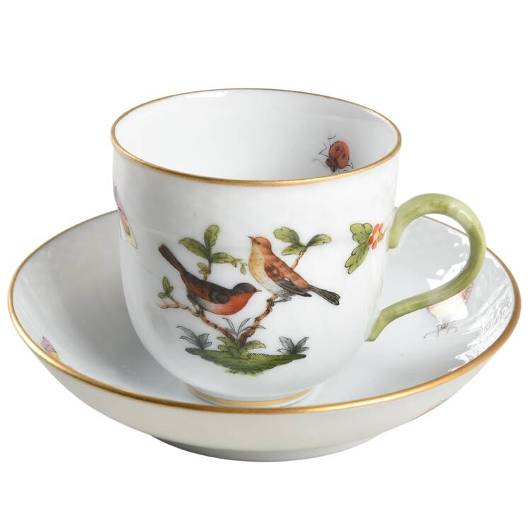 Rothschild Bird (RO) Flat Demitasse Cup & Saucer Set