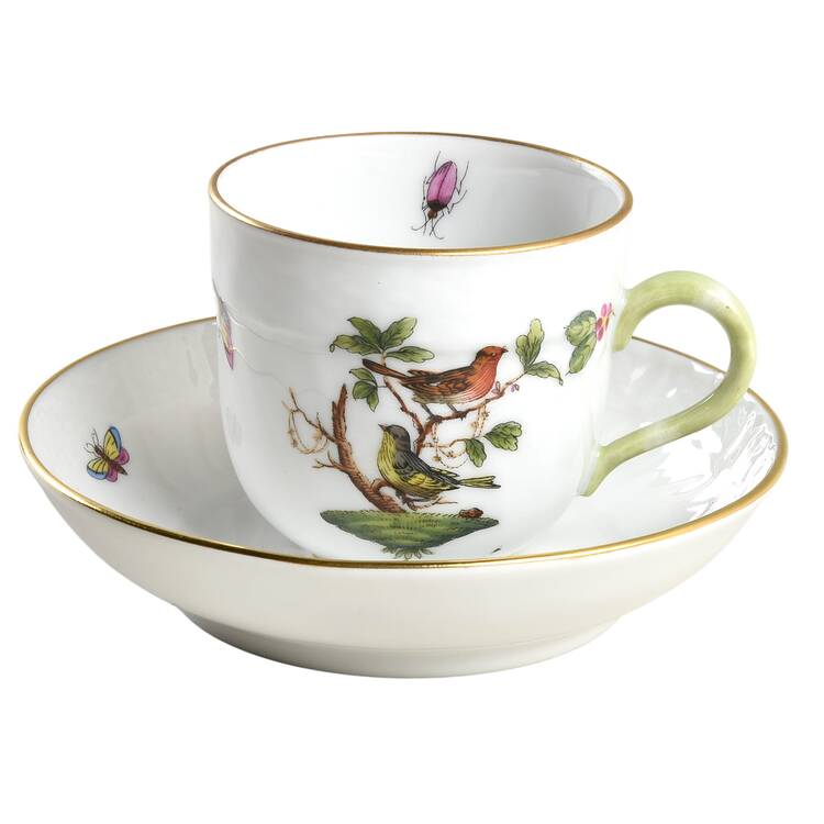 Rothschild Bird (RO) Flat Demitasse Cup & Saucer Set