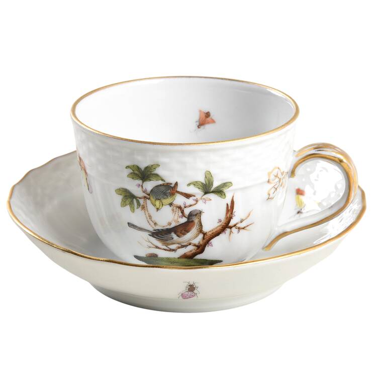 Rothschild Bird (RO) Flat Demitasse Cup & Saucer Set
