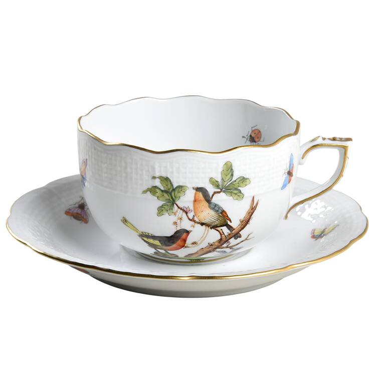 Rothschild Bird (RO) Flat Cup & Saucer Set by Herend