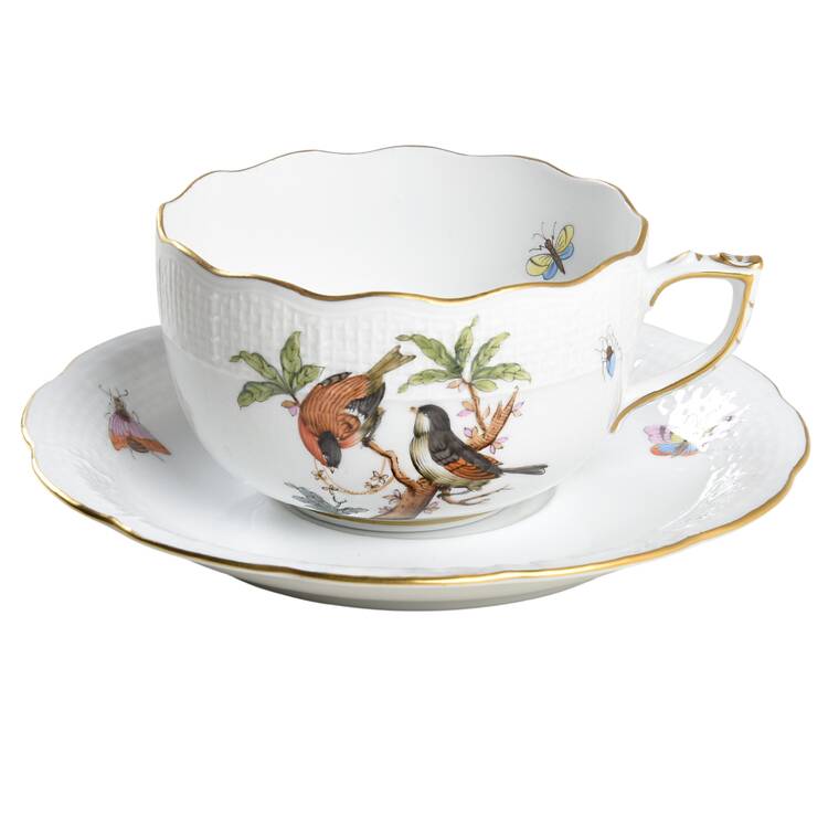 Rothschild Bird (RO) Flat Cup & Saucer Set by Herend