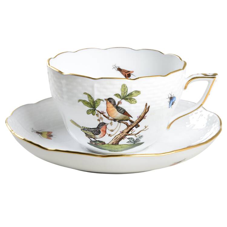 Rothschild Bird (RO) Footed Cup & Saucer Set