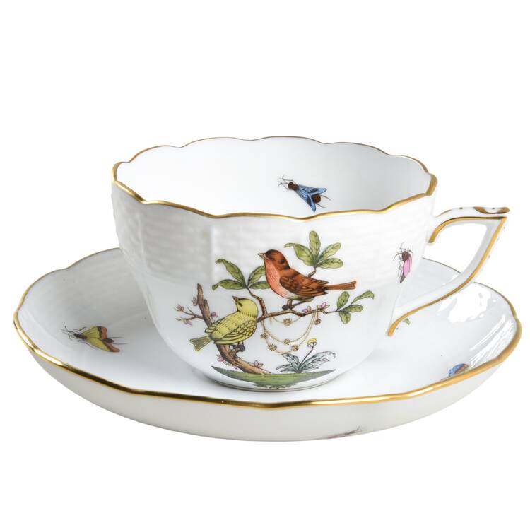 Rothschild Bird (RO) Footed Cup & Saucer Set