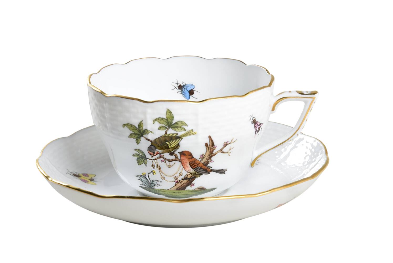 Rothschild Bird (RO) Footed Cup & Saucer Set