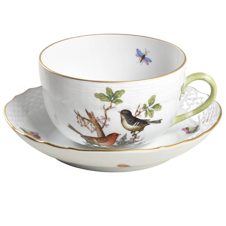 Rothschild Bird (RO) Footed Cup & Saucer Set