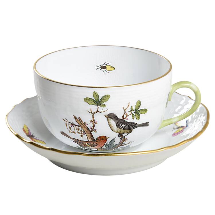 Rothschild Bird (RO) Flat Cup & Saucer Set by Herend