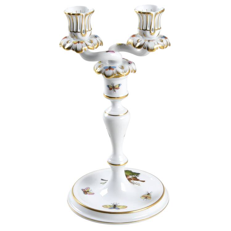 Rothschild Bird (RO) 10" Double Lt Candlestick (Uses a Candle Arm)