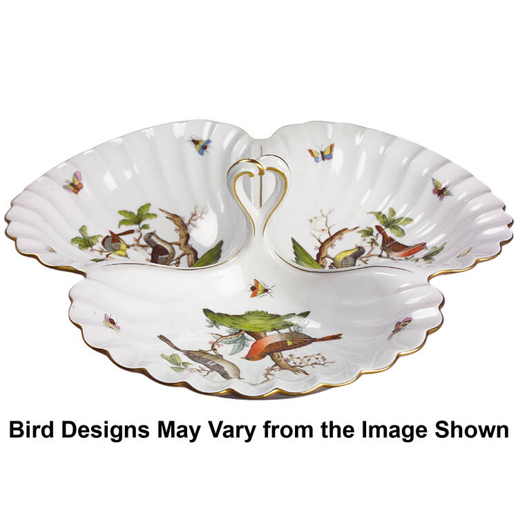 Rothschild Bird (RO) 3 Part Shell Shaped Dish w/Center Handle