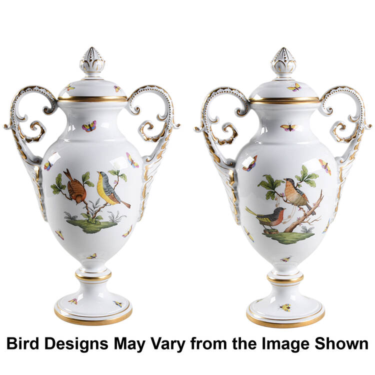 Rothschild Bird (RO) 14" Footed Covered Vase