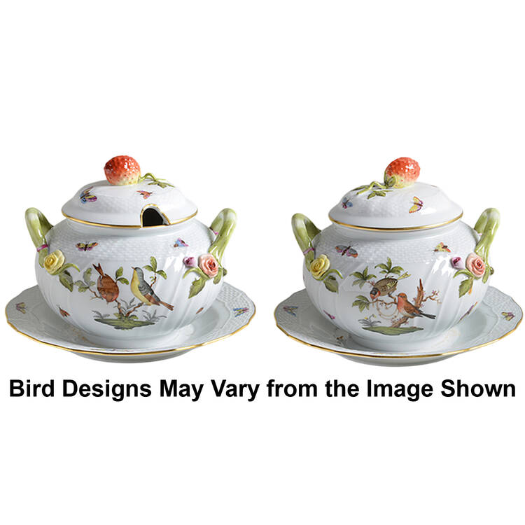 Rothschild Bird (RO) Sauce Boat with Attached Underplate & Lid