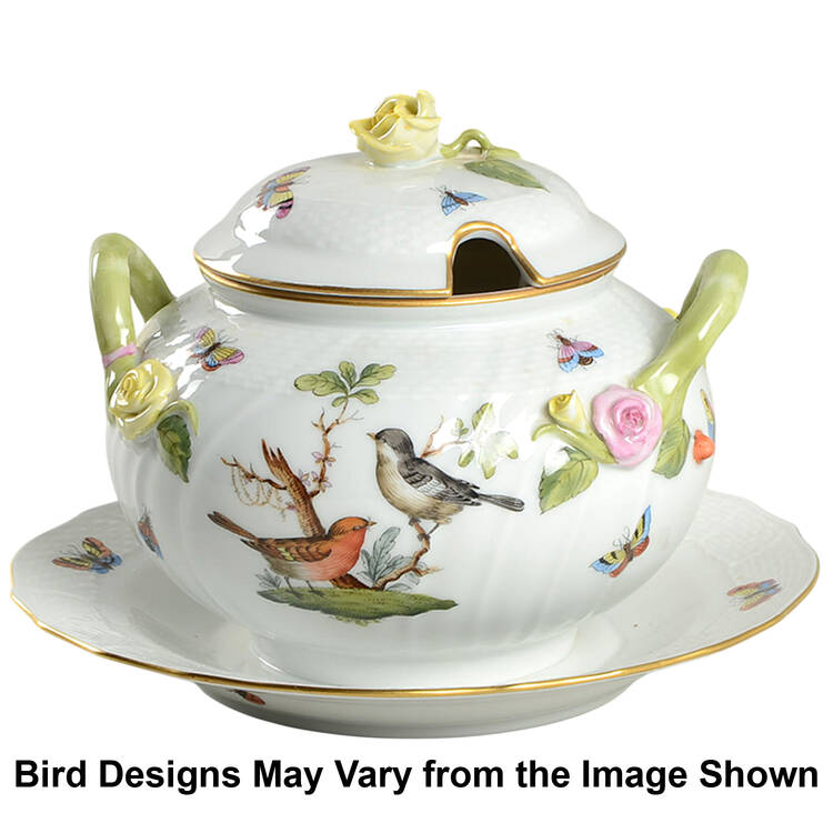 Rothschild Bird (RO) Sauce Boat with Attached Underplate & Lid