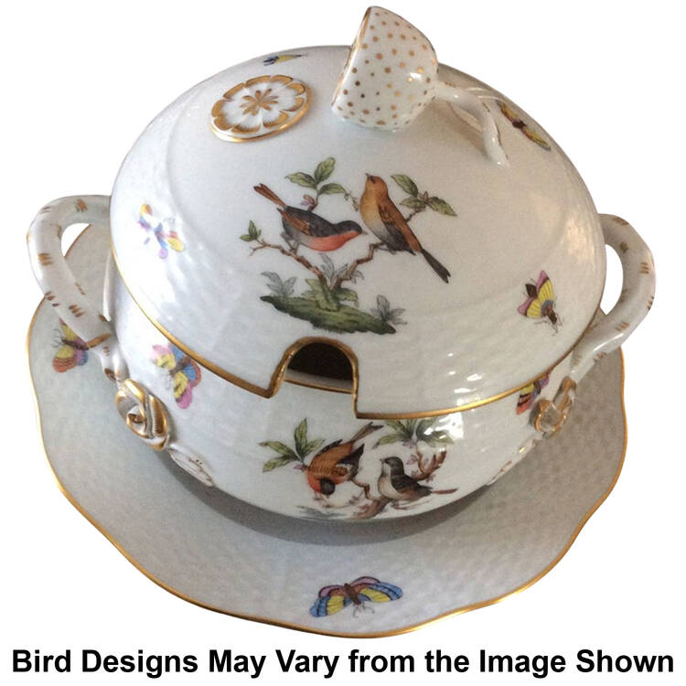 Rothschild Bird (RO) Sauce Boat with Attached Underplate & Lid