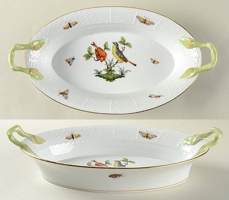 Rothschild Bird (RO) Oval Handled Bread Dish